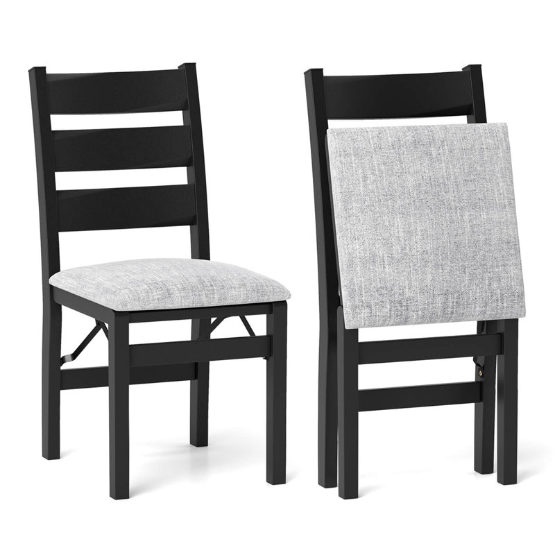 Folding Chairs Set Of 2 Modern Upholstered Chairs With Comfy Backrest & Padded Seat