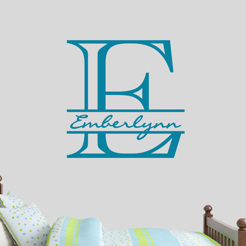 Décalcomanie murale personnalisée avec nom de monogramme, Bleu sarcelle, Oui