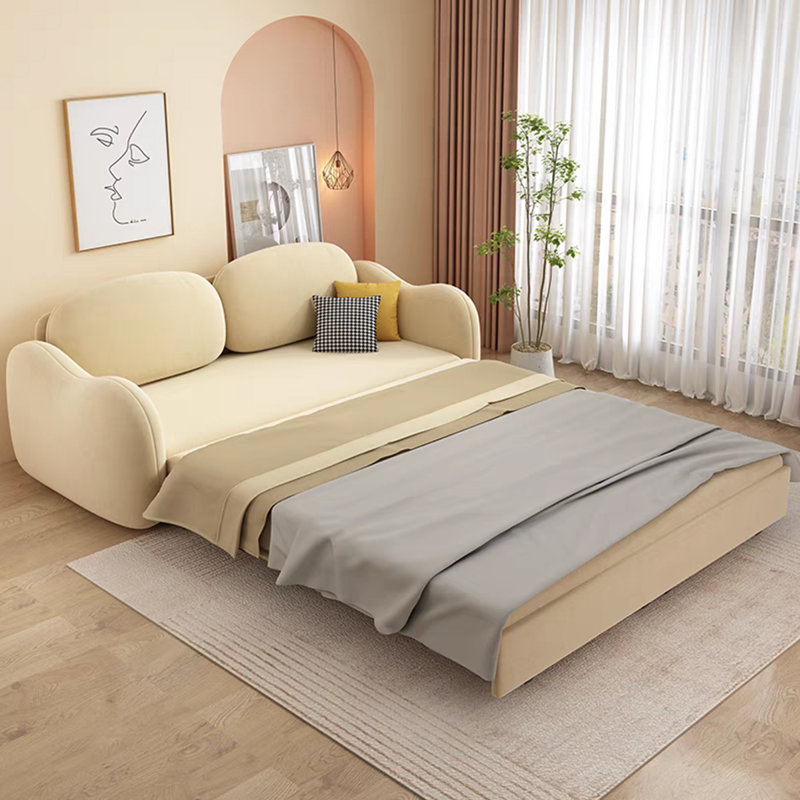 Canapé ajustable en velours crème Tech, H 32,3 po x l 92,9 po x P 32,3 po