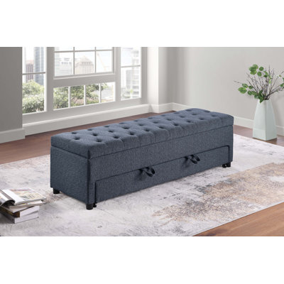 Textured Bouclé Fabric Storage Ottoman