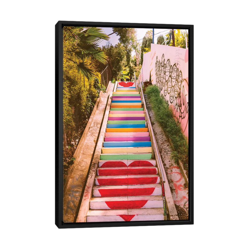 « Micheltorena stairs » par Bethany Young, reproduction de photo, H 40 po x l 26 po x P 1,5 po, Toile avec cadre noir