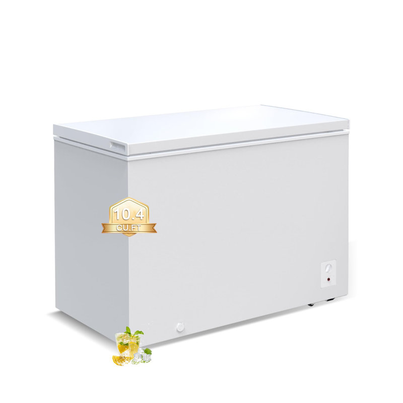 Grand congélateur coffre autoportant 10,4 pi cu avec 8 thermostats réglables et panier amovible à dégivrage manuel pour garage blanc