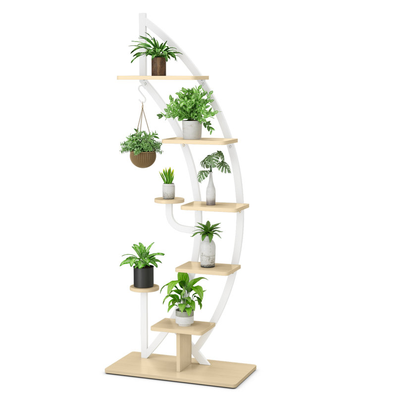 Nathasha Plant Stand, White/Natural