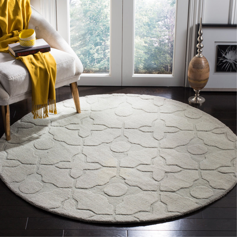 Soukup Hand Loomed Wool Geometric Rug, Round 5'