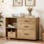 Classeur latéral mobile avec tiroirs et tablettes, armoire de rangement à roulettes, brun-1074431523