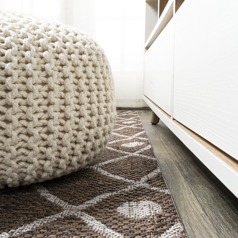 Tapis d'intérieur / extérieur brun / beige Refik, Rectangle 7 pi 9 po x 10 pi