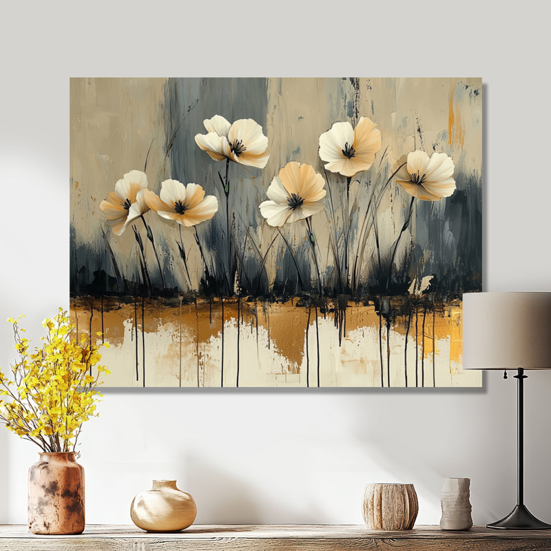 Minimalisme, désert, fleur d'œillets IV - œillets, art mural, H 16 po x l 32 po, Toile tendue sur cadre, Ne s’applique pas