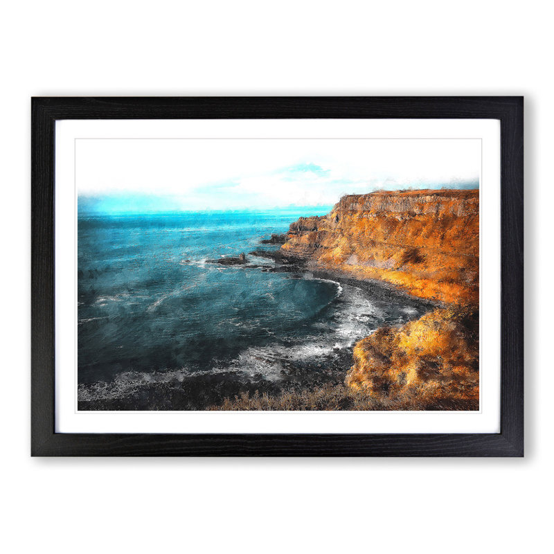 Giant's Causeway Northern Ireland - Picture Frame Painting, Black Framed, 27cm H x 36cm W x 2cm D