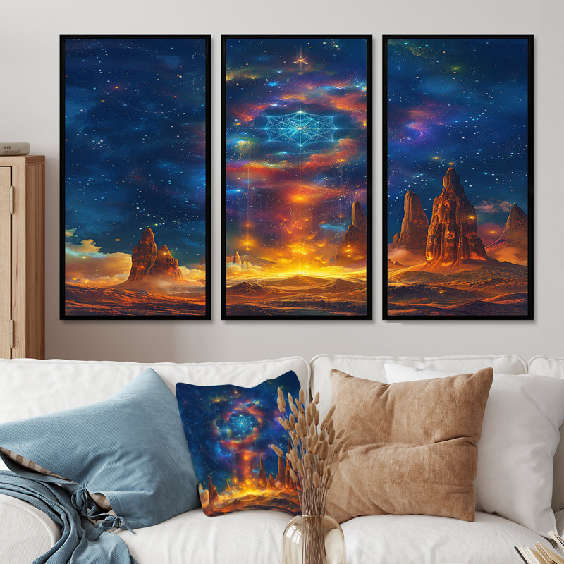 Ensemble de salon art mural Magic Crystal, Cadre flottant noir, H 40 po x l 60 po x P 1 po