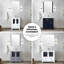 Mestas Meuble-lavabo double pour salle de bain, armoires latérales, comptoir en céramique blanche, 28 miroirs, mécanisme de fermeture en douceur, baignoire longue bleue, comptoir, fermeture, sept tiroirs