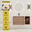 Meuble-lavabo mural de 40 po avec lavabo en céramique blanche, petites tablettes de rangement et 1 porte à fermeture en douceur, emballage Kd, base en contreplaqué, surface facile à nettoyer, 45 poignées dissimulées-124480865