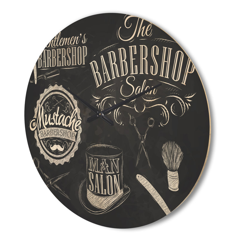 Ensemble de salon de coiffure - Horloge murale moderne en bois, Grand