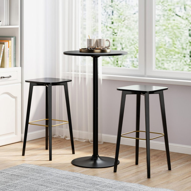 Table basse 24 pouces moderne avec base en métal et plateau en panneau de fibres à densité moyenne