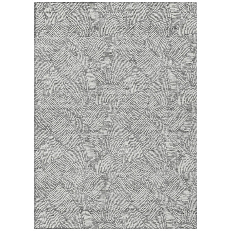 Tapis d'intérieur lavable à motif floral gris 3 pi x 5 pi