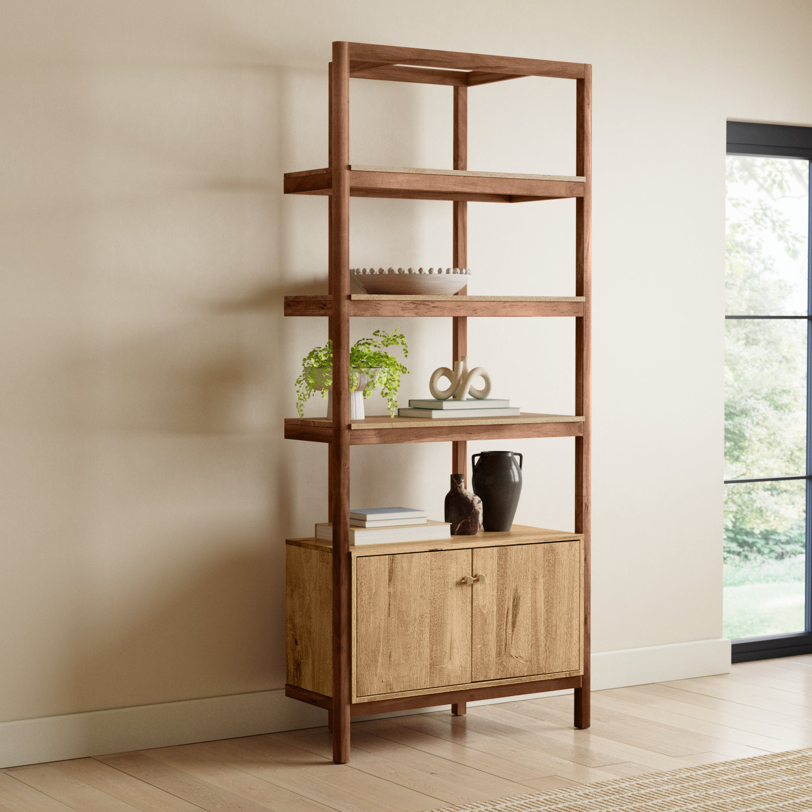 Jeanna Standard Bookcase, Worn Black Parawood