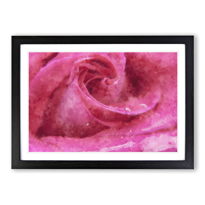 Pink Rose Flower Vol.8 - Framed Print, 27cm H x 36cm W x 2cm D, Black Framed