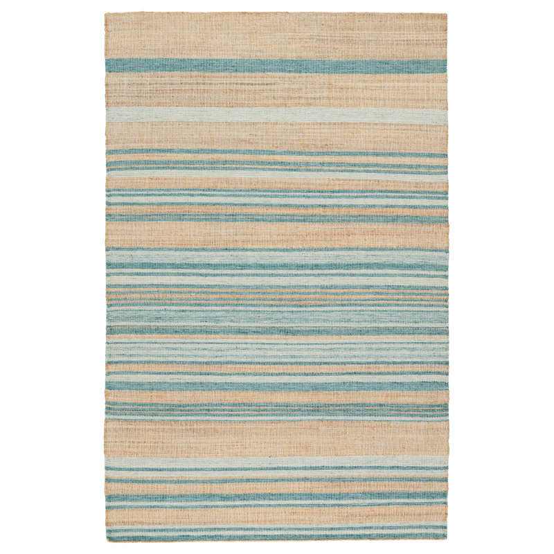Bellechester Striped Area Rug in Beige/Blue, Rectangle 5' x 8'