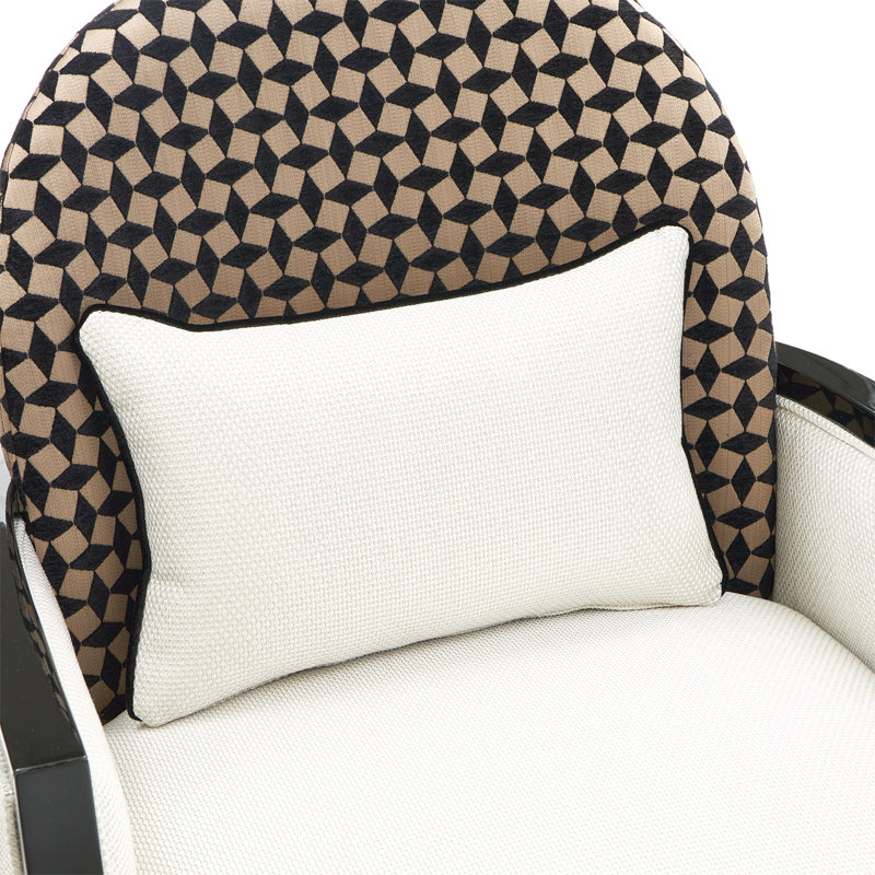 La Francaise 29'' Wide Armchair, Cream/Ivory/Black Polyester Blend