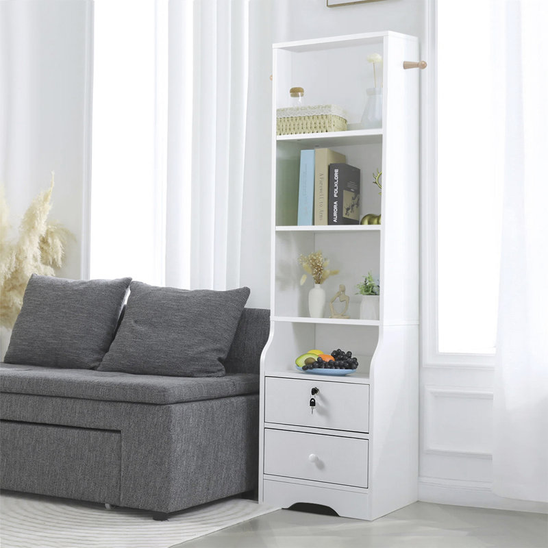 White 4-Tier Wall-Leaning Nightstand