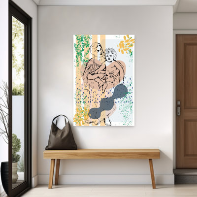 Loving Mother Child Embrace Abstract Modern Vintage Portrait Landscape Wall Art Print 1 Piece Wrapped Canvas Wall Art