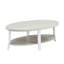 Table basse ovale blanche en bois - 3 pièces pour décor de salon 3 pièces moderne