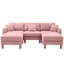 Canapé modulaire 3 en forme de U rose avec tissu bouclé, en forme de coquillage distinctif, 2 repose-pieds mobiles et pieds cylindriques, moderne pour espaces de bureau rose, 3, modulaire, repose-pieds, décoration intérieure-1926859284