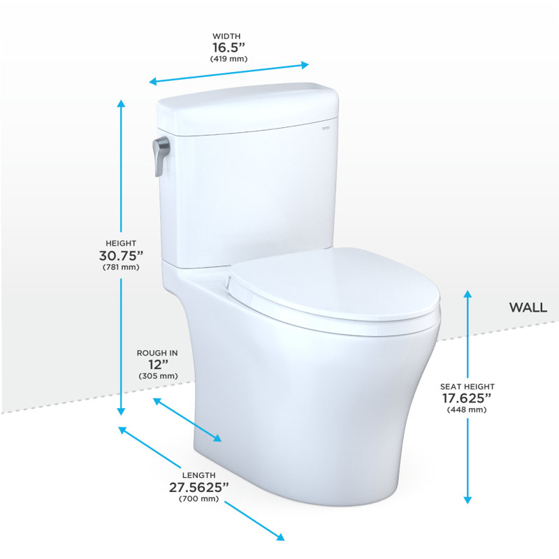 TOTO® Aquia IV® Cube Two-Piece Elongated Dual Flush 1.28 and 0.9 GPF Universal Height Toilet with CEFIONTECT®, WASHLET®+ Ready, Cotton White