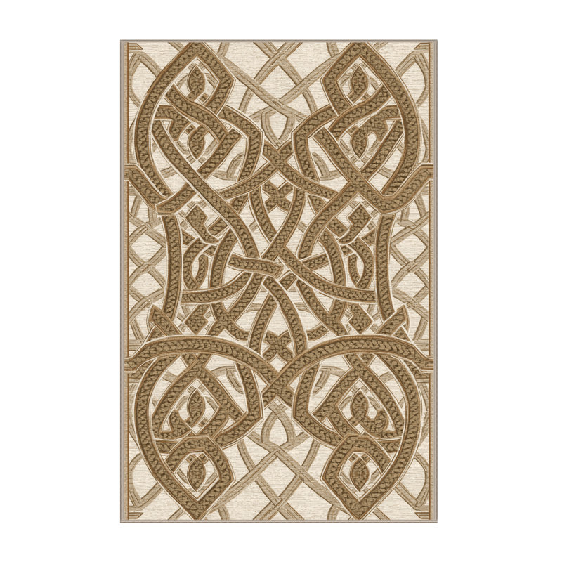 Tapis à motif treillis classique brun et beige lavable à la machine Bemott, 7 x 10