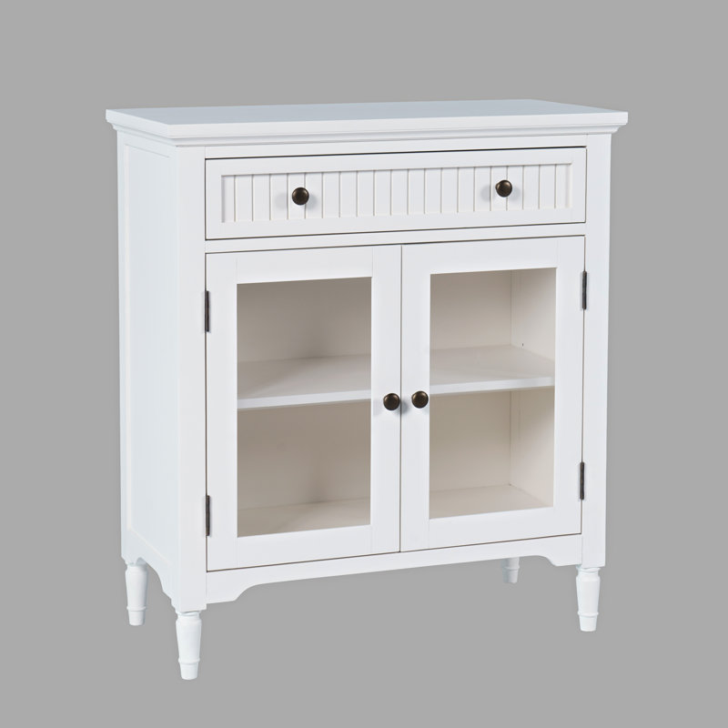 Pearce 32" Glass Door Accent Cabinet, White