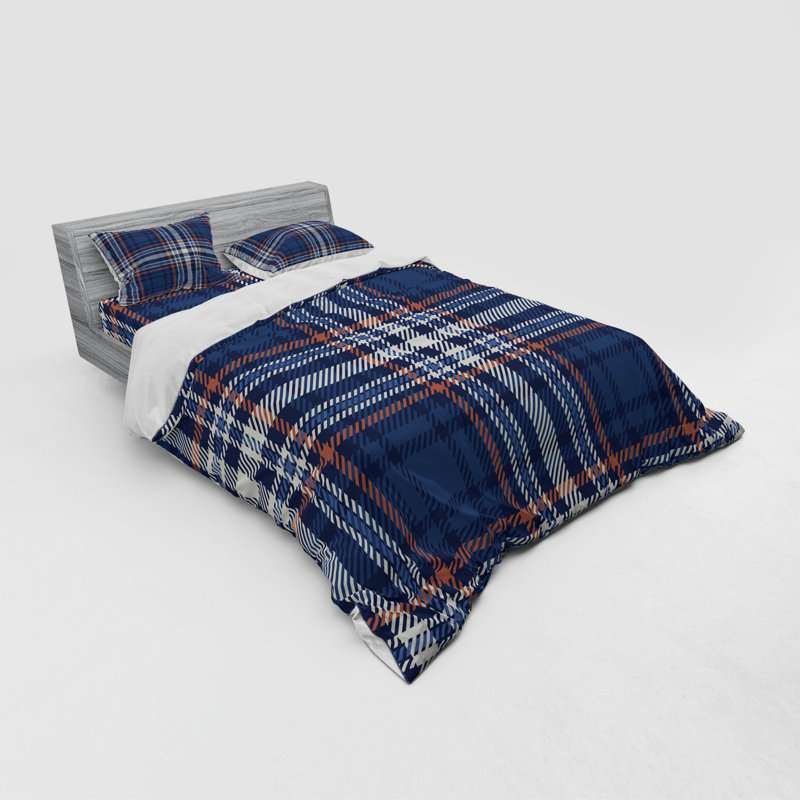 Farmhouse / Country Polyester Plaid Duvet Cover, Queen Duvet Cover + 3 Additional Pieces