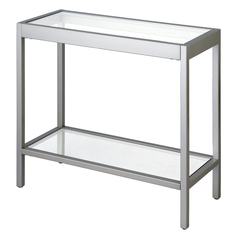 Alexis Glass Top End Table, Satin