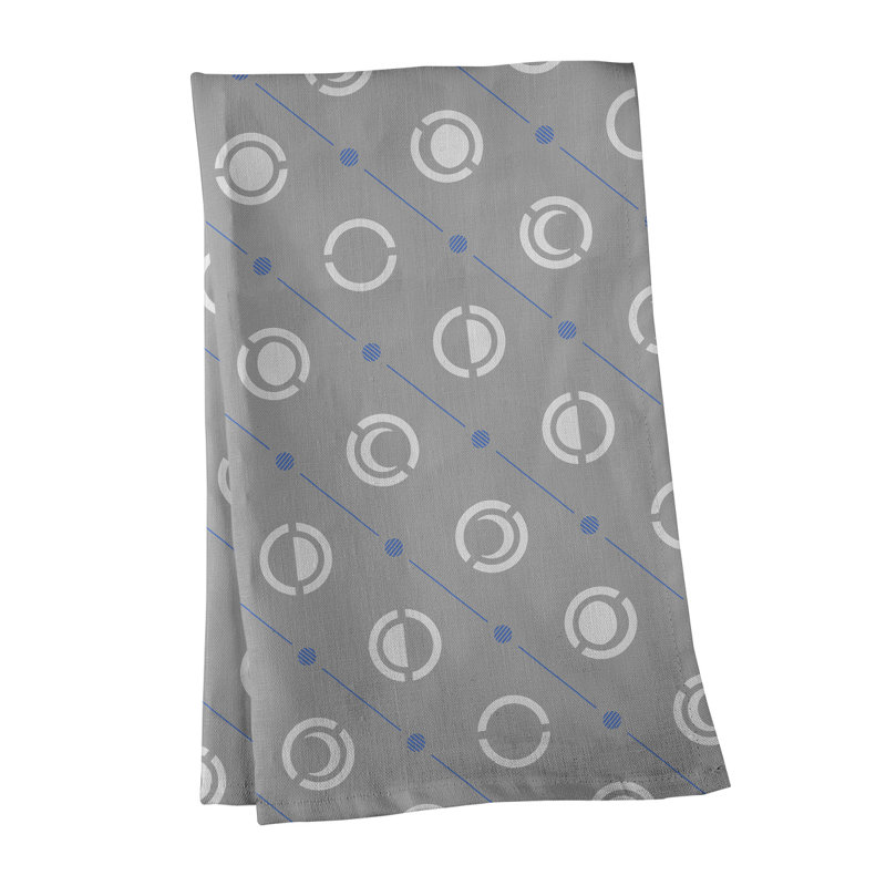Torchon Moon phases, Gris / cobalt, Croisé en coton
