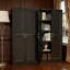 Armoire de rangement en métal noir, 71 pouces de hauteur, quatre tablettes réglables + poignées dorées, armoire haute multifonctionnelle pour le rangement.
