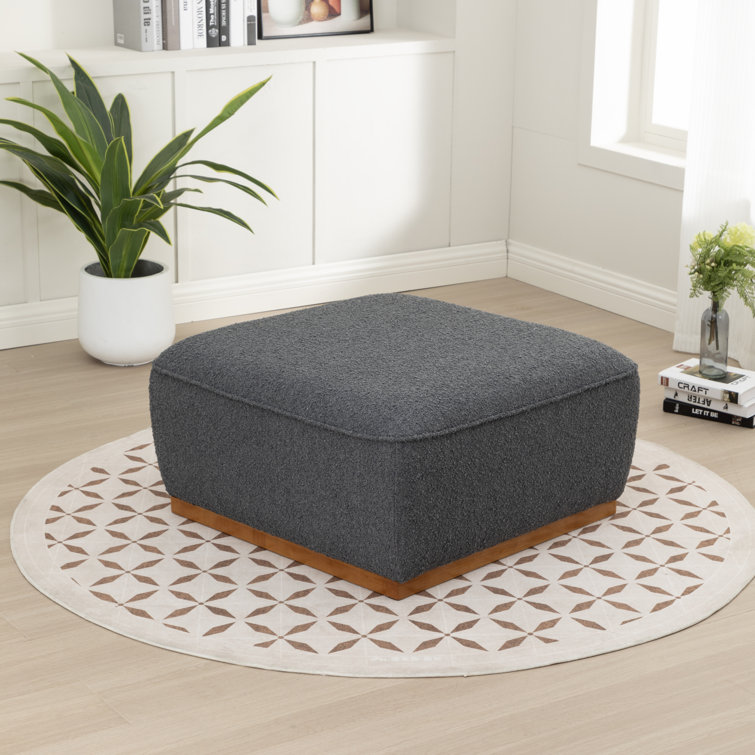 Square Solid Wood Fabric Ottoman