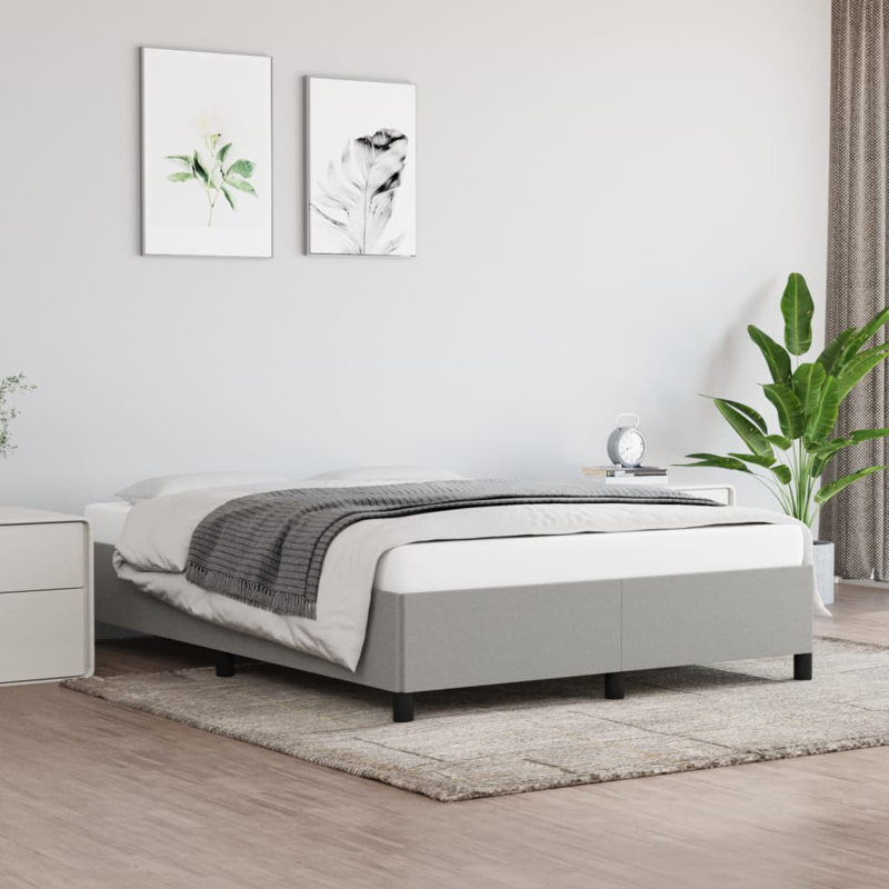 Jurlene Upholstered Bed, Light Grey/Black, Double (4'6)