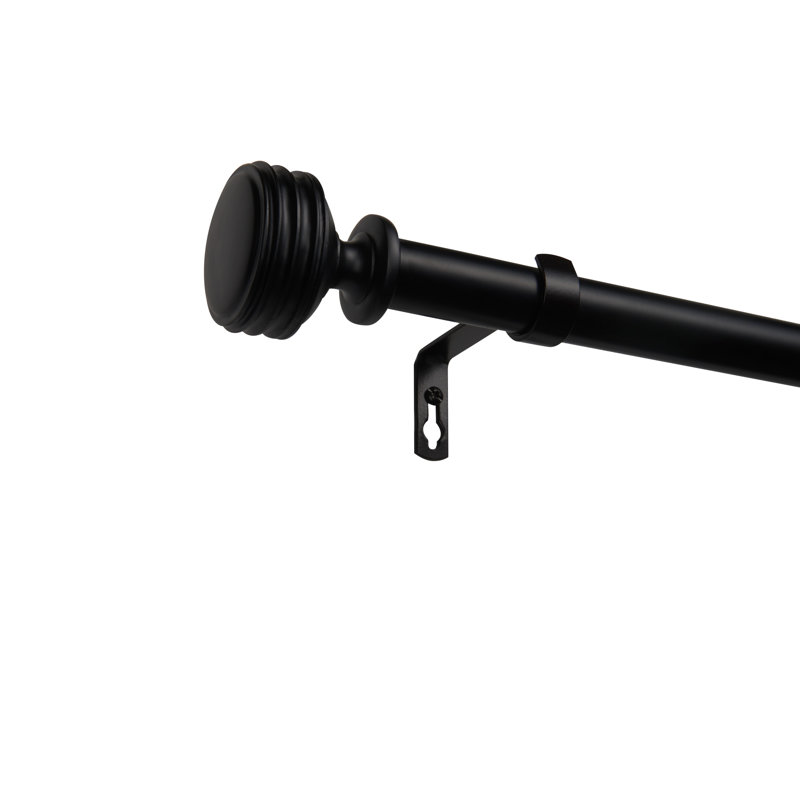 Tringle à rideaux simple réglable 1 po Robillard, Noir mat, 66 po - l 120 po