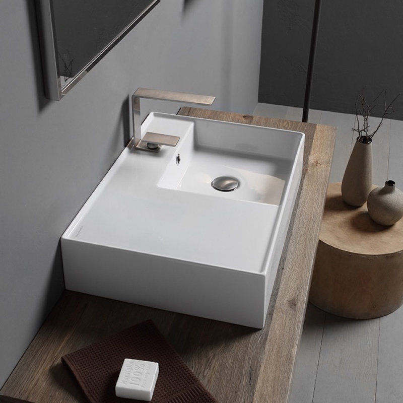 Scarabeo By Nameeks 17.3'' White Ceramic Rectangular Bathroom Sink with Overflow, No Hole