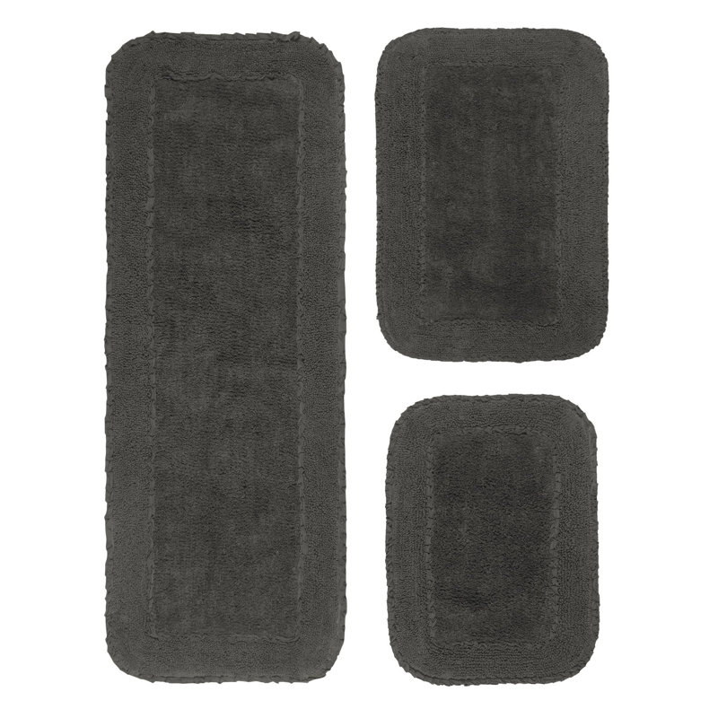 Ensemble de tapis pour salle de bain 3 pièces Aceyon, gris