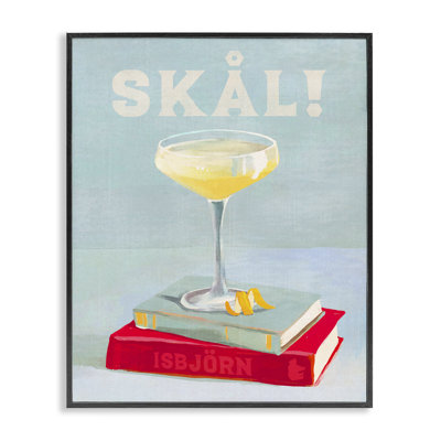 «Skal Cocktail & Bookstack», estampe numérique encadrée par The Whiskey Ginger bk-080