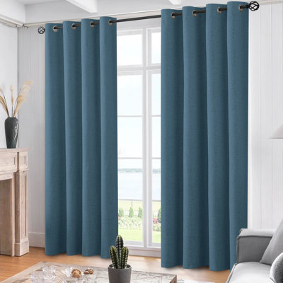Rideaux 100% lin occultant, rideaux obscurcissant avec œillets pour chambre à coucher avec doublure blanche