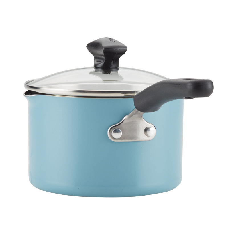Aqua Aluminum Nonstick 15-Piece Cookware Set with Kitchen Tools
