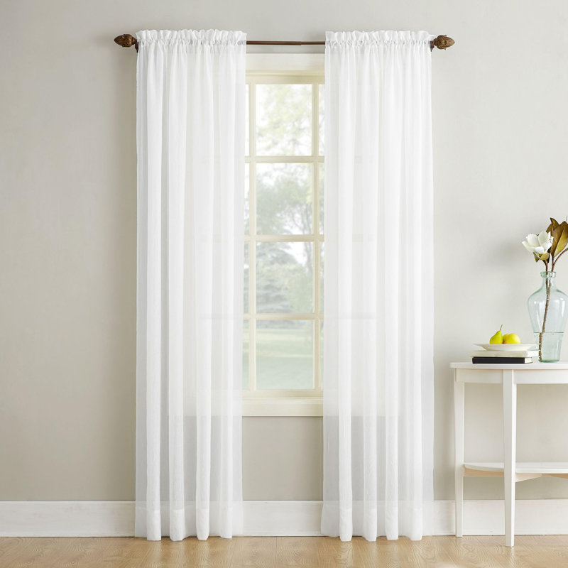 Panneau de rideau diaphane avec passe-tringle Maxon, l 51 po x L 84 po, Blanc