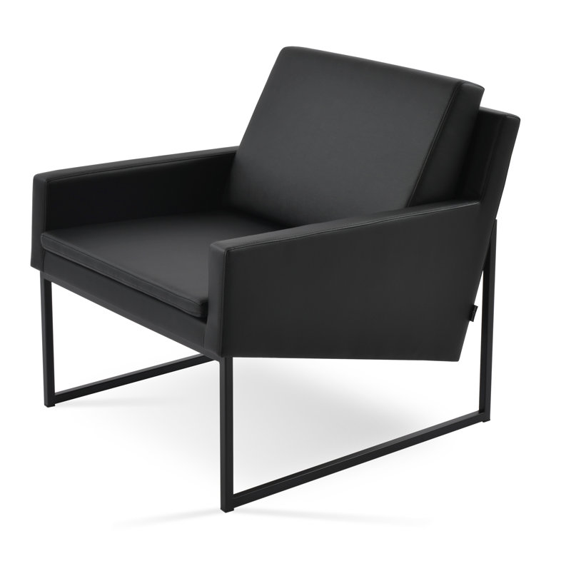 Fauteuil Nova en métal noir, Similicuir noir
