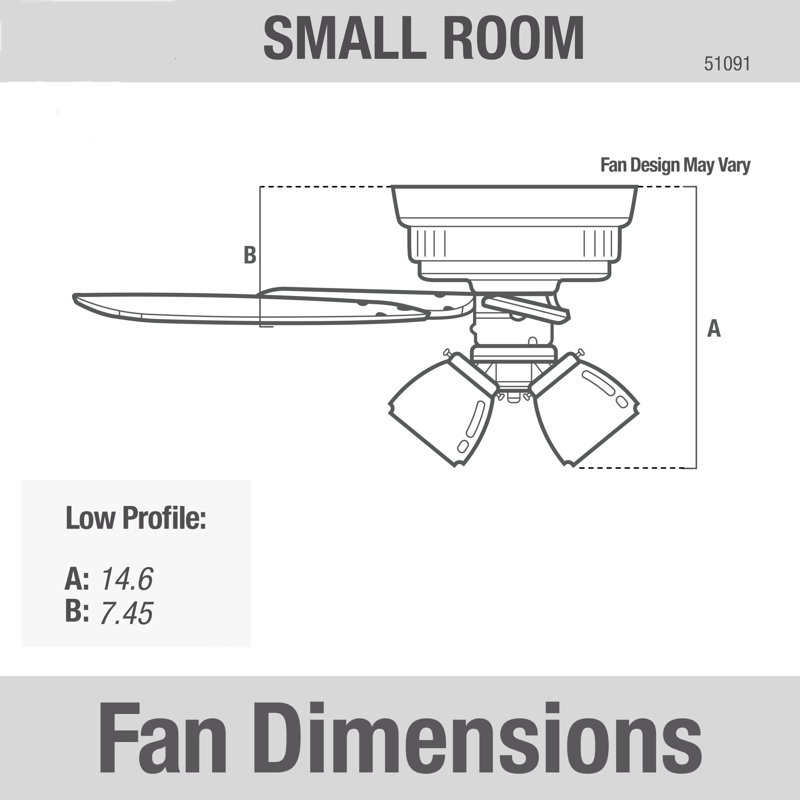 42" Bronze Low Profile Ceiling Fan with LED Light Kit