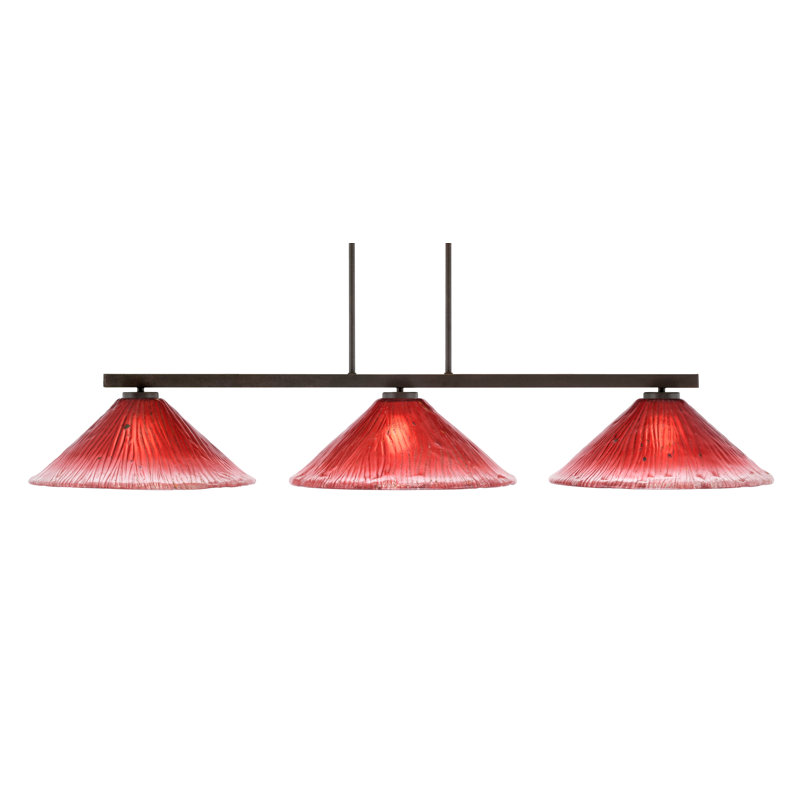 Bar 3 lumières Bremer avec verre 16 po Bremer, Granit foncé, Cristal framboise