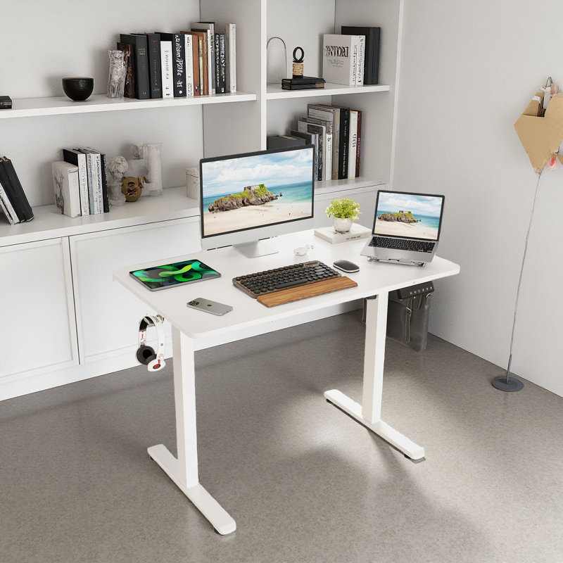 Bureau de travail électrique à hauteur réglable, H 47 po x l 40,55 po x P 24 po, Blanc