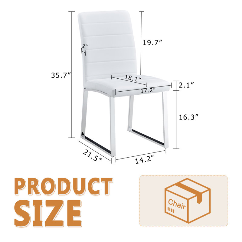 Vesta Modern Faux Leather Waterproof Upholstered Dining Chairs (Set of 2), 2, White
