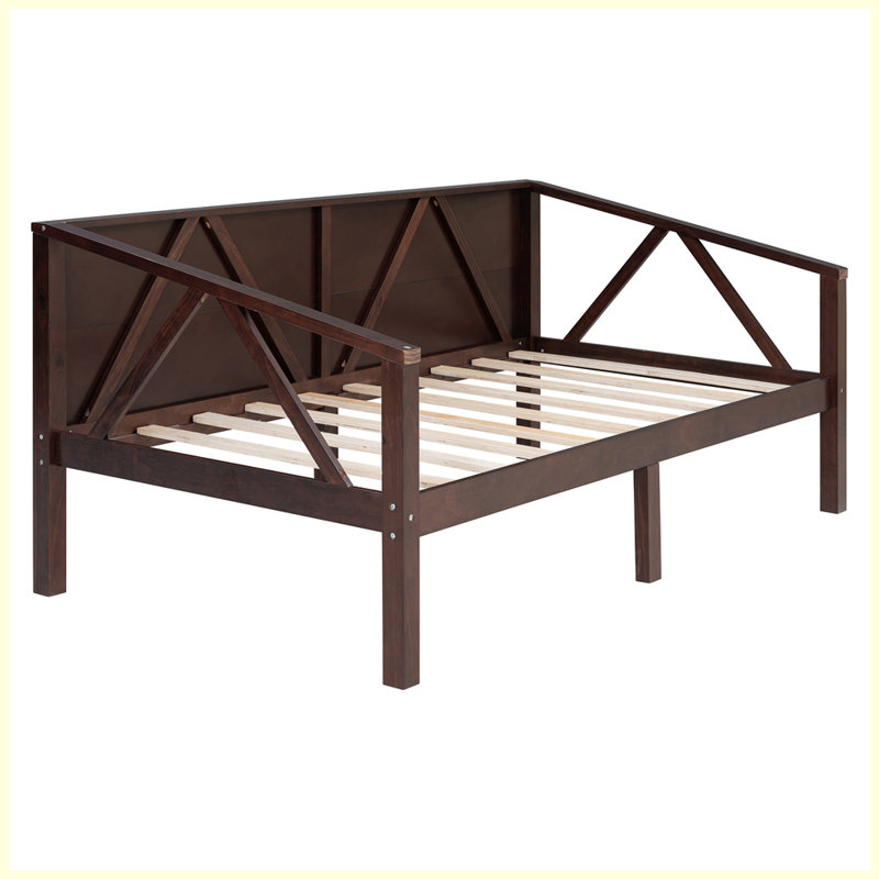  Lit de jour moderne en bois pour lit d'invité de chambre à coucher, Lit simple, Espresso