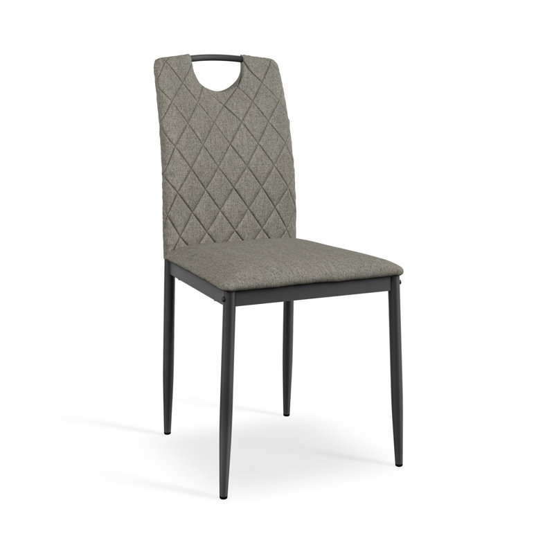 Marhill 18.1cm H Upholstered Side Chair, Grey Fabric, 8, Matte Black