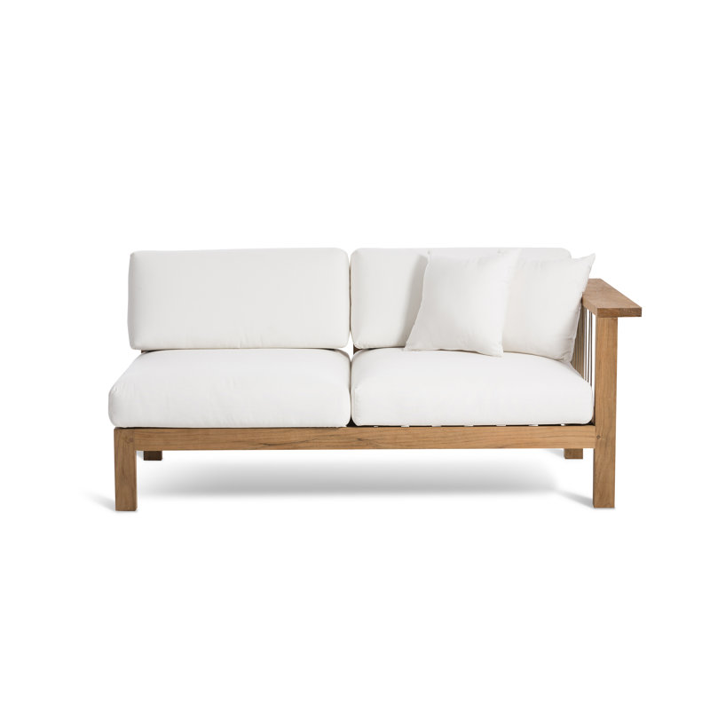 Maro 64.5'' Wide Teak Loveseat with Cushions, Canvas Natural Sunbrella® Canvas